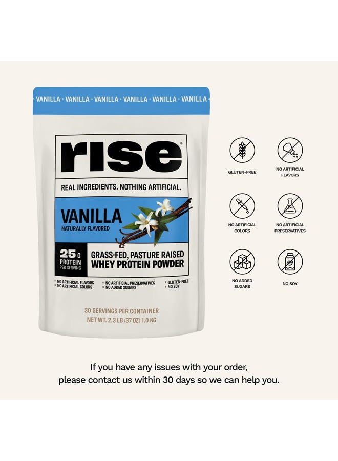 RISE مسحوق بروتين مصل اللبن من الأبقار التي تتغذى على العشب - فانيليا | 25 جرام بروتين بدون نكهات صناعية أو ألوان أو مواد حافظة - خالي من السكر، خالي من الجلوتين، خالي من الصويا (حصة واحدة، 1 عبوة) - Image 3